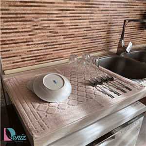 نمگیر ظروف آشپزخانه طرح خشتی رنگ کرم