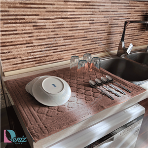 نمگیر ظروف آشپزخانه طرح خشتی رنگ شکلاتی