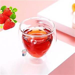 لیوان و ماگ شیشه پیرکس دوجداره فانتزی 250 میل مدل توت فرنگی
