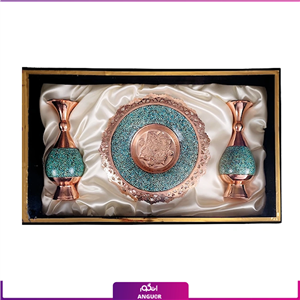 باکس هدیه جفت گلدان و بشقاب فیروزه کوبی 