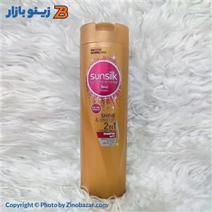 شامپو تقویت کننده و براق کننده سان سیلک مدل Shine and Strength 2 in 1  Sunsilk Glowing Shine and Strength 2 in 1 Shampoo