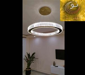لوستر آویزی مدرن با کریستالهای بلند - تک حلقه دایره (کریستال بلند 2 در cm  7)