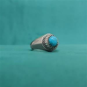 انگشتر فیروزه نیشابوری دست ساز طرح ساده دور گوارسه کد{10472}