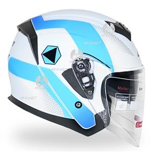 کلاه کاسکت بدون فک دی ای وان مدل ۴۰۶ رنگ آبی سفید