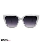 عینک آفتابی شنل زنانه با فریم سفید، ویفرر و عدسی دودی تیره مدل 88036
