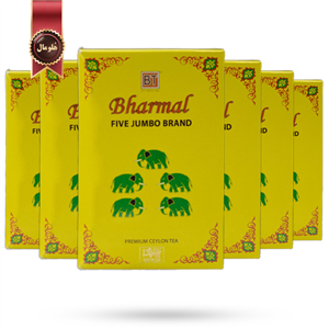 چای بارمال bharmal مدل پنج فیل five jumbo وزن 500 گرم بسته 6 عددی 