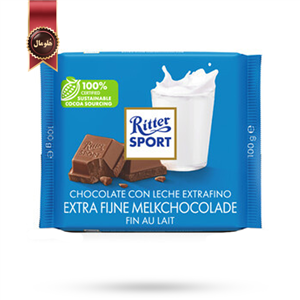 شکلات تخته ای ریتر اسپرت Ritter sport مدل شیری فوق العاده خوب extra fijne melkchocolade وزن 100 گرم 