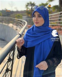 روسری کرپ حریر آبی کاربنی