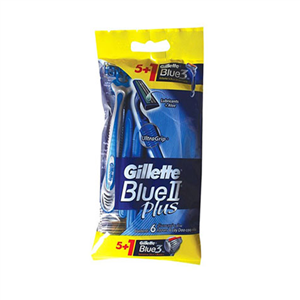 خود تراش ژیلت 5 عددی مدل Blue 2 Plus به همراه یک عدد Blue 3 Gillette Blue 2 Plus Pack Of 5 Plus Blue3