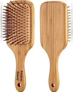 برس چوبی بامبو بیوتی مدل مستطیلی شانه سرتیز  Bamboo beauty Wooden HairBrush