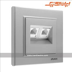 سوکت تلفن دوتایی برلیان نقره ای