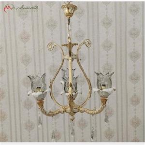 لوستر آشپزخانه برنزی طرح کاپرین 4 شعله به رنگ کرم طلایی، بدنه ی ظریف و با دوام کد 6524