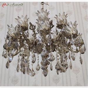 لوستر برنزی طرح دو گل 16 شعله، تولید شده در سایز بزرگ مناسب پذیرایی با نوردهی و ظاهر عالی کد 6001