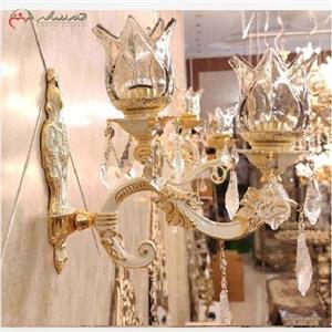 لوستر دیواری دو شعله رنگ کرم و طلایی مدل گل رز با طراحی بی نظیر و مدرن کد 6753