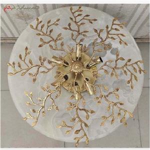 لوستر سقفی طرح درختی 6 شعله با بدنه ی برنزی و رنگ فورتیک چند لایه کد 6501