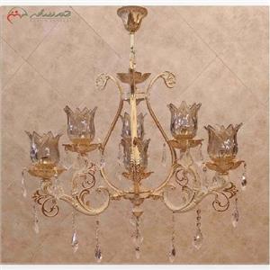 لوستر برنزی آشپزخانه 7 شعله طرح بامشاد، رنگ بدنه ی کرم و طلایی فورتیک با ضمانت کد 6523