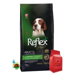 غذای خشک سگ بالغ رفلکس پلاس سگ نژاد متوسط و بزرگ با طعم مرغ Adult dog food for medium & large with chicken وزن ۱ کیلوگرم ( بسته بندی ملودی مهربانی )