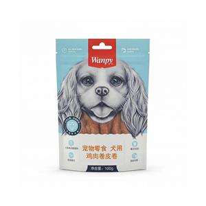 تشویقی سگ ونپی با طعم مرغ مدل مدادی دور پیچ Wanpy chicken jerky & rawhide twists وزن ۱۰۰ گرم