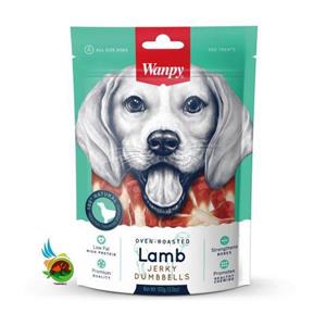 تشویقی سگ ونپی با طعم بره مدل دمبل Wanpy lamb jerky dumbbells وزن ۱۰۰ گرم 