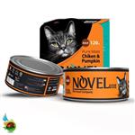 کنسرو نچرال گربه بالغ نوول لوکس با طعم مرغ و کدو حلوایی Novel pure meat chicken & pumpkin وزن ۱۲۰ گرم