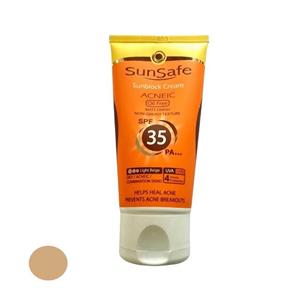 سان سیف کرم ضد آفتاب آنتی آکنه  فاقد چربی SPF35 بژ روشن