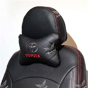 پشت گردنی BOB طرح تویوتا، چرم مشکی، دوخت مشکی
