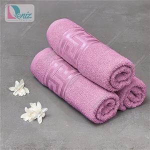 حوله دستی بسته سه عددی طرح ورساچه رنگ یاسی