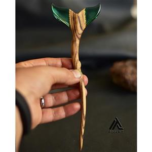 پین مو چوب و رزینی طرح دم نهنگ