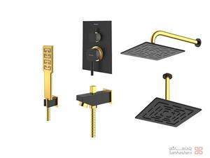متعلقات شیر حمام توکار شودر مدل رومر تیپ 4 BRASS مشکی طلایی