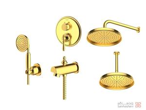 متعلقات شیر حمام توکار شودر مدل زیگموند تیپ 4 BRASS طلایی