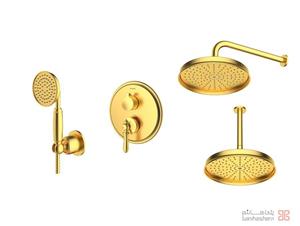 متعلقات شیر حمام توکار شودر مدل زیگموند تیپ 3 BRASS طلایی مات