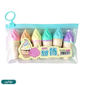 هایلایتر فانتزی طرح بستنی بسته 6 عددی