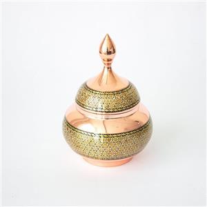 قندان بشقاب پرنده مس و خاتم سایز16  مدل K03
