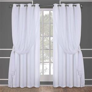پرده 2لایه گارنت (کتان و حریر) رنگ سفید کد 01