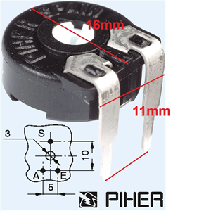 پتانسیومتر اصل اسپانیا PIHER مخصوص پکیج 10 کیلو اهم | 10K ohm