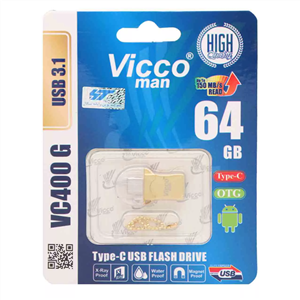 طلایی Vicco man VC400 G USB3.1 Type-c OTG Flash Memory 64GB 