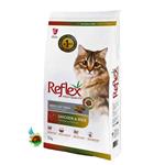 غذای خشک گربه بالغ رفلکس مولتی کالر مدل Reflex adult cat food chicken & rice multi color وزن ۱۵ کیلوگرم۱ کیلوگرم هدیه