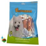 تشویقی سگ ایفوریا با طعم مرغ مدل میله ای فلورایدی دورپیچ Euphoria dog treats with chicken & rawhide بسته ۴ عددی