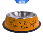 ظرف آب و غذای گربه و سگ استیل رنگی مدل فول (We are Full) قطر 26 سانتی متر کد 106058
