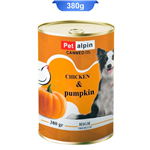 کنسرو سگ طعم مرغ و کدو تنبل پت آلپین (Pet Alpin) وزن 380 گرم کد 110017