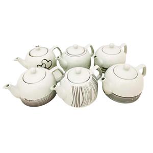 قوری چینی یونیک مدل آبرنگ سیلور UN-7542