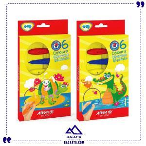 مداد شمعی کرایون مخروطی 6 رنگ آریا