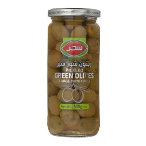 زیتون شور سبز ممتاز سحر با هسته 500 گرم Sahar Salty Green Olive - 500 gr