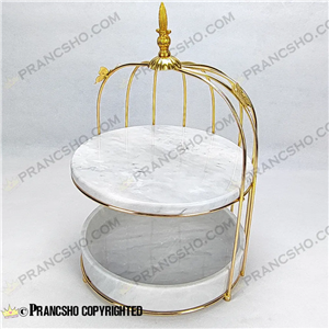 استند میوه و شیرینی سنگی قفس و پروانه دو طبقه سنگ سفید ازنا