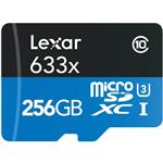 کارت حافظه microSDXC لکسار مدل C10 U3 V30 633X 100MB BLUE SERIES ظرفیت 256GB