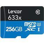 کارت حافظه microSDXC لکسار مدل C10 U3 V30 633X 100MB BLUE SERIES ظرفیت 256GB 