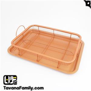 سینی تفلون مستطیل توری روغن گیر