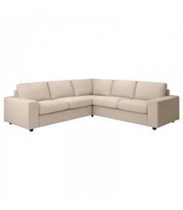 مبل راحتی ال 4 نفره بهمراه دسته های عریض ایکیا مدل VIMLE روکش پارچه رنگ بژ Hallarp