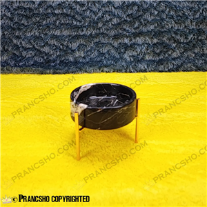 شکلات خوری متوسط سنگی پایه میخی طلایی سنگ مشکی خط سفید 