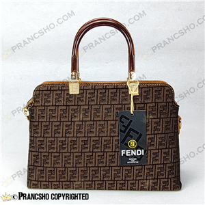 کیف زنانه بزرگ دسته شیشه ای طرح فندی FENDI قهوه‌ای ریز های‌کپی High Copy 